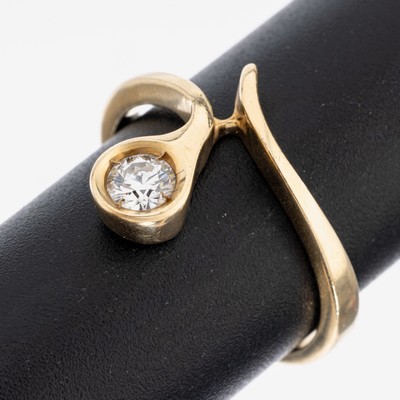 14 kt Gold Brillant-Ring, GG 585/000, stil.Schlange, Brillant ca. 0.25 ct Weiß/si, RW 56, ca. 3.6 g
