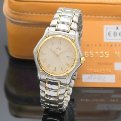 EBEL Armbanduhr Serie 1911 Referenz 187902, quarz, Edelstahlgeh. inkl. Gliederband m. Faltschl., 18k Goldlünette gegen Geh. 5-fach verschr., 8-fach ...
