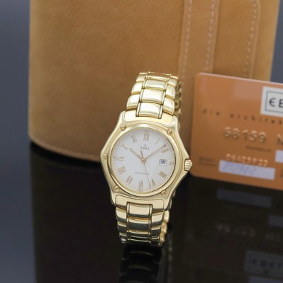 EBEL 1911 Armbanduhr in GG 750/000 Referenz 893902, Schweiz verk. lt. beil. Garantiekarte 01/1998, Automatik, massives Geh. inkl. orig. Goldband m. ...