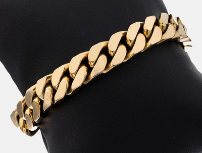14 kt Gold Armband, GG 585/000, schwere massive Ausführung, B. ca. 10.2 mm, L. ca. 19.5 cm, Kastenschloss mit 2 Sicherheitsachten, ca. 74.4 g