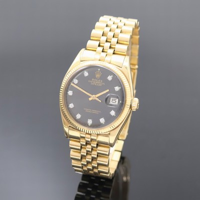 ROLEX Oyster Perpetual Datejust Herrenarmbanduhr in GG 750/000 Referenz 6605, Schweiz um 1958, Automatik, Chronometer der Superlative inkl. orig. ...