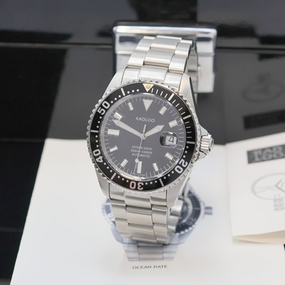 KADLOO Ocean Date Taucherarmbanduhr in Stahl, Schweiz um 2020, Automatik, Boden u. Krone verschr., Lünette m. 60er Teilung eins. drehb., orig. ...