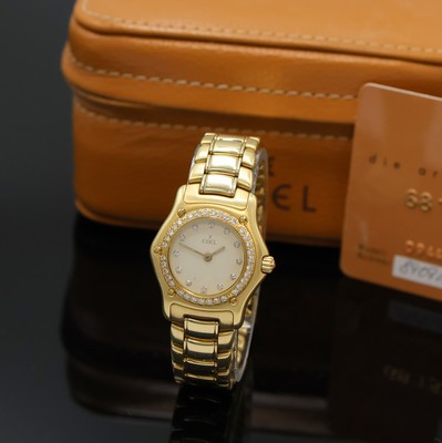 EBEL 1911 Damenarmbanduhr in GG 750/000 Referenz 890910, Schweiz verk. lt. beil. Garantiekarte 01/1998, quarz, orig. Gliederband in GG 750/000 m. ...
