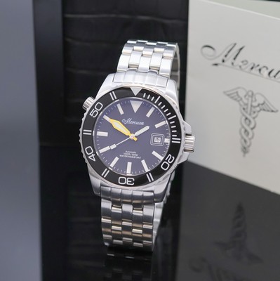 MERCURE Poseidon Taucherarmbanduhr in Stahl, Schweiz verk. lt. Garantie 12/2009, Automatik, Boden u. Krone verschr., eins. drehb. Lünette m. 60er ...