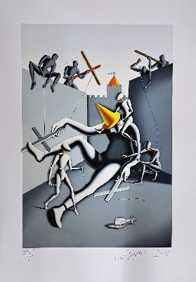 Mark Kostabi, geb. 1960, 3D-Konstruktion, Giclee/Papier, sign., num.30/50, dat., ca.90x60 cm