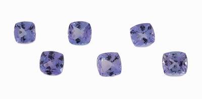 Lot 6 lose Tansanite, zus. ca. 4.84 ct, Kissenschliff
