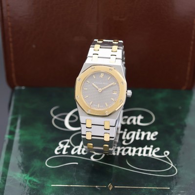 AUDEMARS PIGUET Royal Oak Damenarmbanduhr in Stahl/Gold, Schweiz lt. beil. Pap. verk. 02/2004, quarz, unpoliertes Geh. inkl. orig. Gliederband m. ...