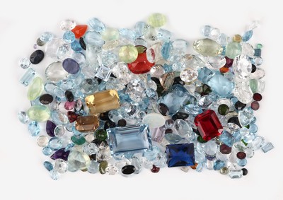 Fundgrube lose Farbsteine, ca. 308 ct, div. Farbsteine, u.a. Aquamarine, Blautopase (beh.)Peridots, Tansanite, Saphire, Rubine, Opale, und andere, ...