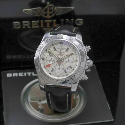 BREITLING Chronomat GMT Armbandchronograph Referenz AB041012, Automatik, Schweiz um 2014, Chronometer in Edelstahl inkl. orig. Lederband m. orig. ...