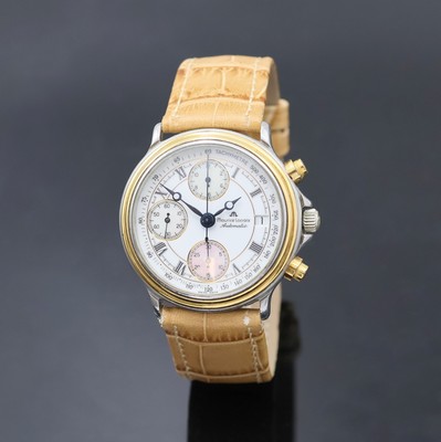 MAURICE LACROIX Armbandchronograph Referenz 03291, Schweiz um 2003, Automatik, Edelstahl z. T. verg. inkl. Lederband, Boden und Krone verschr., gebl. ...