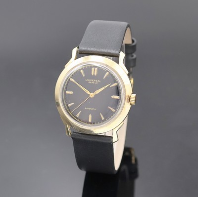UNIVERSAL Herrenarmbanduhr Kaliber 138SS in 14k Gold Filled, Schweiz/USA um 1950, Hammerautomatik, 2-tlg. Geh., verschr. Boden m. Namensgravur, ...