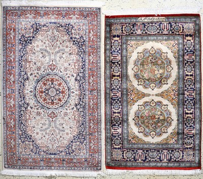 2 lot Lahor, Pakistan, Mitte 20.Jhd, Wolle auf Baumwolle, ca. 158 x 98 cm, EHZ: 2