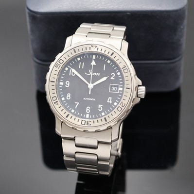 SINN Taucher-Chronometer Armbanduhr in Titan, Schweiz um 1999, Automatik, orig. Gliederband m. Faltschl., Tauchverlängerung, Boden u. Krone ...