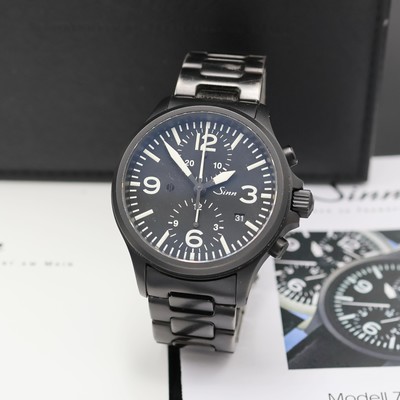 SINN Armbandchronograph 756 in Edelstahl, Deutschland verk. lt. beil. Pap. 01/2010, Automatik, Edelstahl Tegiment, Boden u. Krone verschr., orig. ...