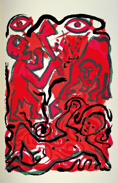 A.R. Penck: Mikis Theodorakis Das Meer, der liebe Gott und das Muli, Mappe mit 8 Farbsiebdrucken erschienen zum 70. Geburtstag Mikis Theodorakis ...