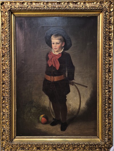 Ludwig Patek, 1837 Schloß Oberpettau/Untersteiermark- nach 1883 wohl München, österr. Maler, Kinderporträt des Armin Kohlfürst (1880 Graz ...