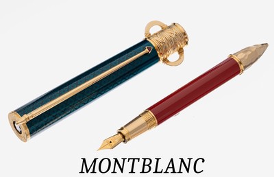 MONTBLANC Kolbenfüllhalter, Patron of Art, Limited Edition 4810, Homage to Moctezuma I, Erscheinungsjahr 2020, 18 kt GG Feder mit ausgefallener ...