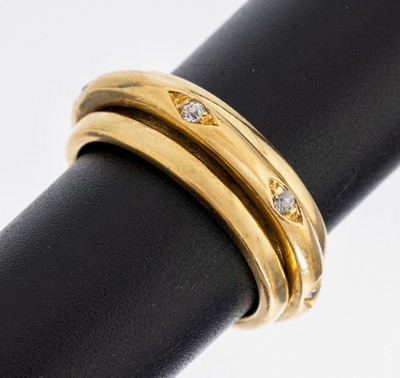 14 kt Gold Ring, GG 585/000, mittlere Ringschiene drehbar, Diamant-Imitationen, RW 56, ca. 6.9 g
