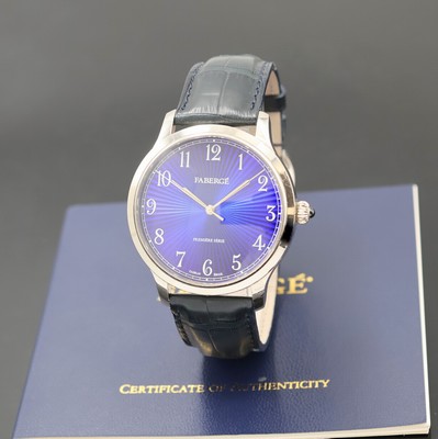 FABERGE seltene, auf 25 Stück limitierte Armbanduhr AGATHON in WG 750/000 Referenz M- 1105, Automatik, massives, beids. vergl. Goldgeh., Boden ...