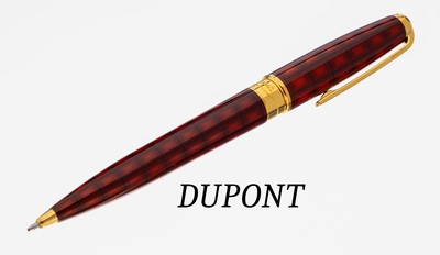 DUPONT Ballpoint Pen, "Vertigo", Made in France, rotbraunes Chinalack mit rechteckigen Motiven, sign. und num., guter Erhaltungszustand, ...