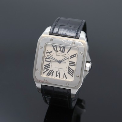 CARTIER Armbanduhr Santos 100 Referenz 2656, Automatik, Schweiz um 2004, hergestellt zum 100. Jubiläum der Serie Santos, Edelstahlgeh. inkl. orig. ...