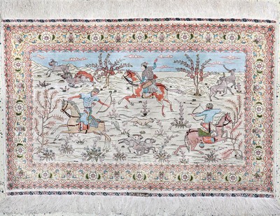 Hereke Seide fein, China, Ende 20.Jhd, reine Naturseide, ca. 124 x 82 cm, ca. 1,0 Mio. Kn/qm, EHZ: 1-2