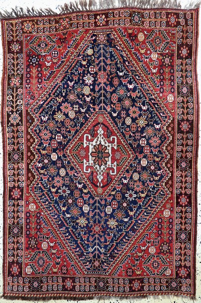 Ghaschgai alt, Persien, Anfang 20.Jhd, Wolle auf Wolle, ca. 200 x 135 cm, EHZ: 2-3