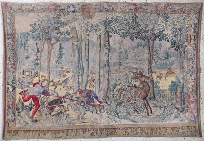 Antiker Wandbehang, Frankreich, um 1900, auf Leinwand gedruckt, ca. 130 x 185 cm, EHZ: 2
