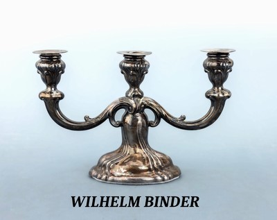 Kerzenständer, deutsch, 1930er Jahre, 800erSilber, Fuss gefüllt, schlichte Gestaltung, mit geschwungener Godronierung, 3 flammig, Hersteller ...