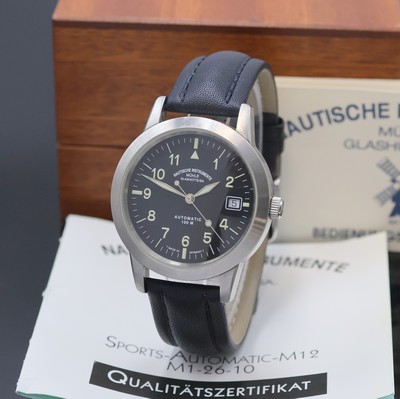 NAUTISCHE INSTRUMENTE MÜHLE GLASHÜTTE Sports M12 Armbanduhr Referenz M1-26-10, Deutschland um 1995, Automatik, Edelstahlgeh. inkl. orig. Lederband ...
