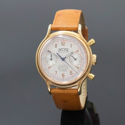 TELDA Juan Manuel Fangio auf 1000 Stück limitierter Armbandchronograph aus der Mercedes-Benz Classic Serie, Schweiz um 1998, Handaufzug, verg. ...