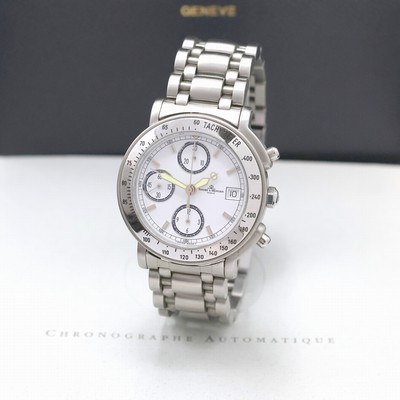 BAUME & MERCIER Armbandchronograph Referenz MV04F023, Schweiz um 1997, Automatik, Edelstahlgeh. inkl. orig. Gliederband m. Faltschl., Boden verschr., ...
