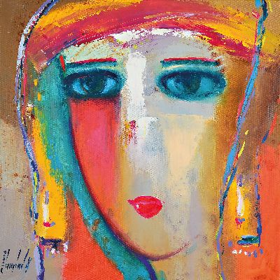 Abbas Al-Mosawi, geb. 1952 Bahrain, 4 Gemälde "Köpfe", Acryl/Lwd, alle signiert, ca. 73.5 x 73.5 cm, der Künstler ist einer der ...