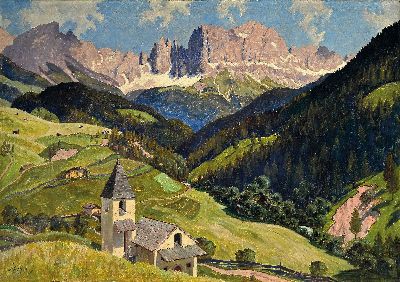 Georg Niemann, 1841-1912, "St. Cyprian am Rosengarten", 1908, links unten signiert, Öl/Lwd, 71x100 cm