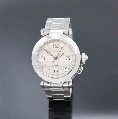 CARTIER Pasha C Armbanduhr Referenz 2324, Schweiz um 1997, Automatik, Edelstahlgeh. inkl. orig. Gliederband m. dopp. Faltschl., Boden 8-fach ...