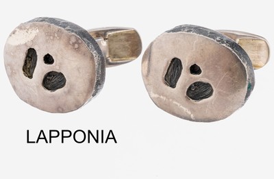Paar LAPPONIA Manschettenknöpfe, Finnland 1972, 925er Silber, abstraktes Design, ca. 24.3 g, sign.