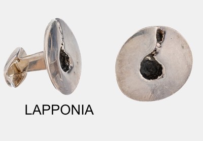 Paar LAPPONIA Manschettenknöpfe, Finnland 1972, 925er Silber, abstraktes Design, sign., ca. 27.8 g