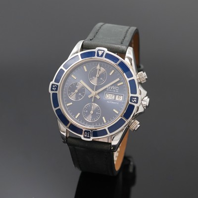 BWC Armbandchronograph, Automatik, Schweiz um 2002, Edelstahlgeh., Boden, Krone und Drücker verschr., Lün. eins. rast. drehbar, Saphirflachglas, ...