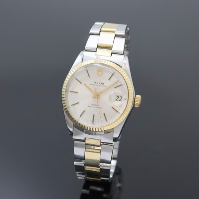 TUDOR Herrenarmbanduhr Referenz 90733, Schweiz um 1980, Automatik, verschr. Rolex- Gehäuse in Edelstahl/Gold komb. an gefaltetem Rolex Oysterband, ...