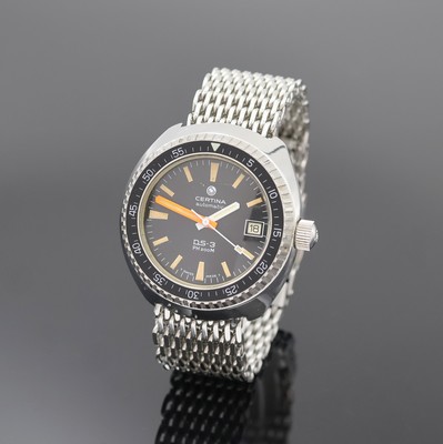 CERTINA DS-3 PH 200M Taucheruhr in Edelstahl, Automatik, Schweiz um 1977, massives Edelstahlgeh. inkl. neutr. Band m. Faltschl., Boden und Krone ...