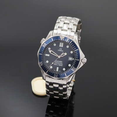 OMEGA Seamaster Professional Chronometer Armbanduhr in Stahl Referenz 168.1623, Schweiz um 2000, Automatik, 2 tlg. Geh., Boden verschr., blaue, eins. ...