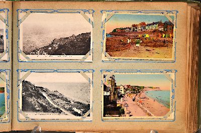 Postkartenalbum, deutsch, um 1900 bis ca. 1960, Leinen gebundenes Album um 1910, ca. 110 Post- und Ansichtskarten aus Europa, Schwerpunkt ...