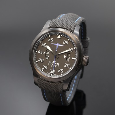 FORTIS seltene, auf 70 Stück limitierte Armbanduhr Aeromaster Dornier GMT, Automatik, Schweiz um 2020, beids. vergl., PVD- beschichtetes ...