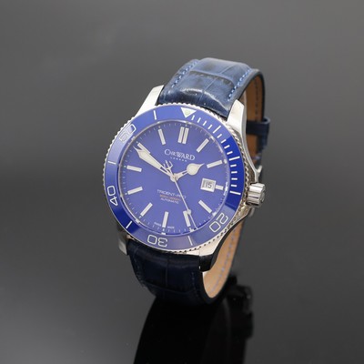 CHR. WARD London Herrenarmbanduhr Trident-Pro, Automatik, Schweiz um 2020, Edelstahlgeh. inkl. orig. Lederband m. orig. Dornschl., Boden und Krone ...