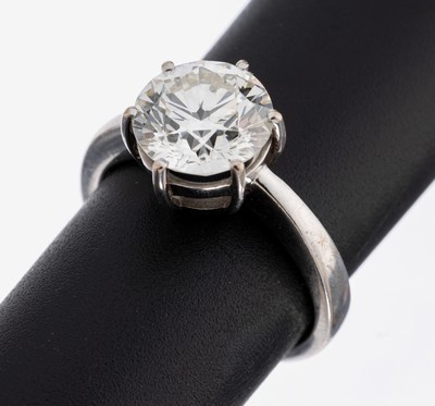 18 kt Gold Brillant-Ring, WG 750/000, Brillant ca. 3.0 ct l.get.Weiß/vs-si, RW 56, ca. 6.7 g