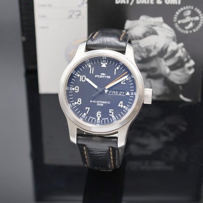 FORTIS B-42 Herrenarmbanduhr Referenz 645.10.158.3, Schweiz verk. lt. beil. Pap. 06/2007, Automatik, beids. vergl. Edelstahlgeh., Lederband (zu ers.) ...