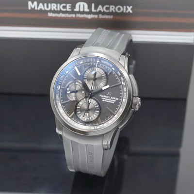 MAURICE LACROIX Pontos Armbandchronograph Referenz PT6188, Schweiz um 2010, Automatik, beids. vergl. Geh. in geschw. Edelstahl, orig. Kautschukband ...