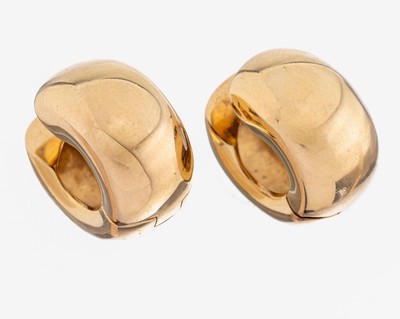 Paar 18 kt Gold Ohrcreolen, GG 750/000, D. ca. 1 cm, ca. 9.6 g