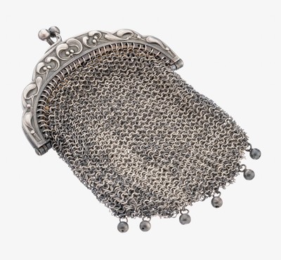 Jugendstil Geldtäschchen, Frankreich um 1900, 800er Silber, Meistermarke in Raute nicht identifiziert, bez. Depose, schwere Ausführungmit ...