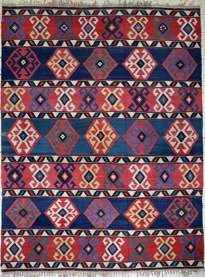 Antiker Schirwan Kelim, Kaukasus, 19.Jhd, Wolle auf Wolle, ca. 275 x 210 cm, EHZ: 2
